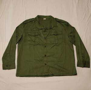Vintage Military-Style Olive Green Field Fatigue Shirt